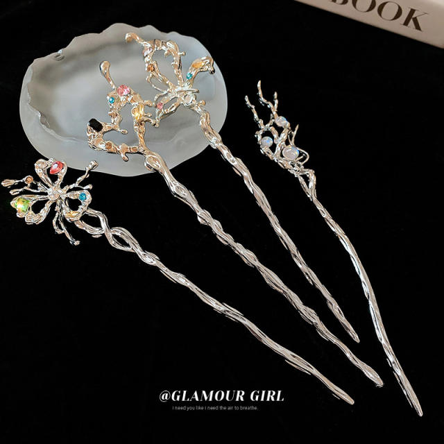Chinese trend silver color metal hair sticks hair chopsticks