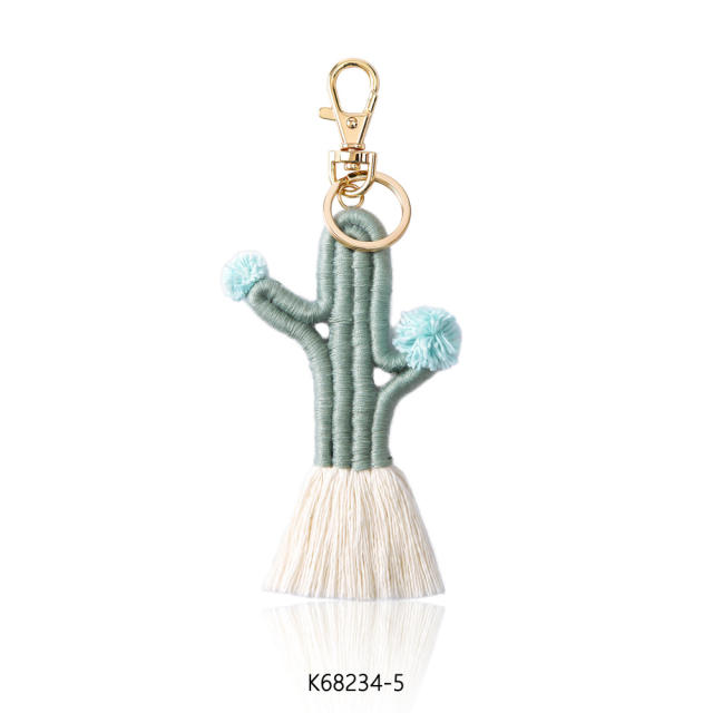 Boho handmade colorful cactus plants keychain