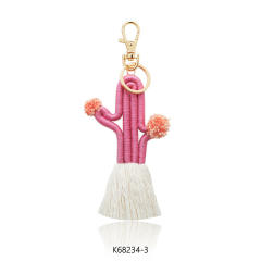 Boho handmade colorful cactus plants keychain