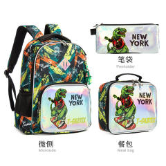16 inch 3pcs unicorn Dinosaur school bag lunch bag pencial case set