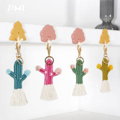 Boho handmade colorful cactus plants keychain