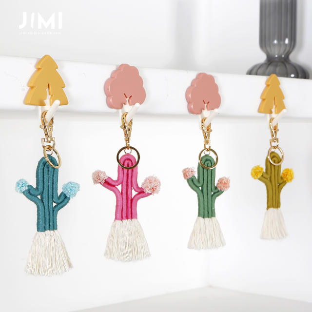 Boho handmade colorful cactus plants keychain