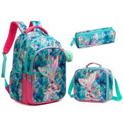 17 inch 3pcs fish tail unicorn school bag lunch bag pencil case set