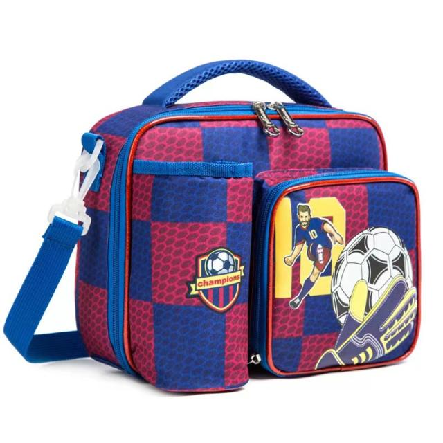Cartoon school lunch bag with water cup holder