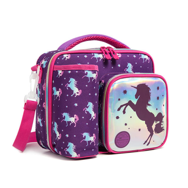 Cartoon school lunch bag with water cup holder