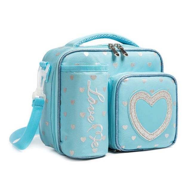 Cartoon school lunch bag with water cup holder