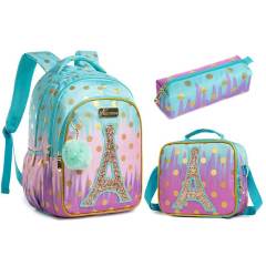 17 inch 3pcs fish tail unicorn school bag lunch bag pencil case set