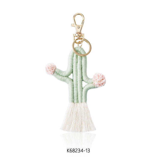 Boho handmade colorful cactus plants keychain