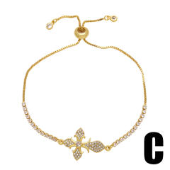 Delicate cubic zircon cross evil eye rope bracelet