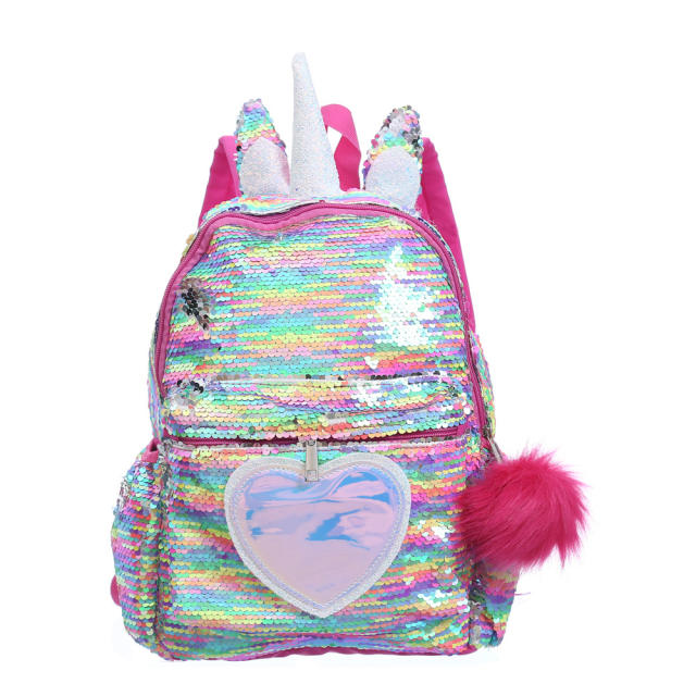 Magic color gilter unicorn design girls backpack