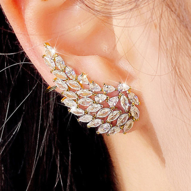Delicate diamond angel wing copper earrings