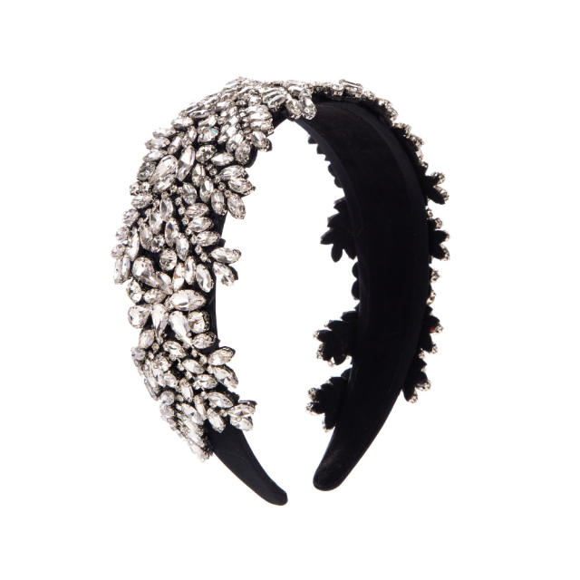 Handmade luxury baroque glass crystal statement wedding headband
