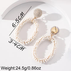 Boho geometric oval shape handmade bead earrings