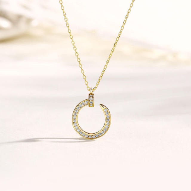 Delicate daimond nail dainty necklace