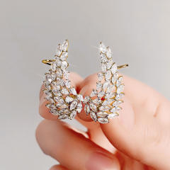 Delicate diamond angel wing copper earrings