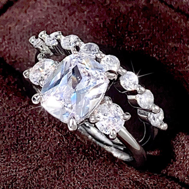Delicate faux moissanite stone diamond rings set for wedding