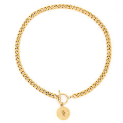 Hot sale coin pendant portrait stainless steel chain necklace set