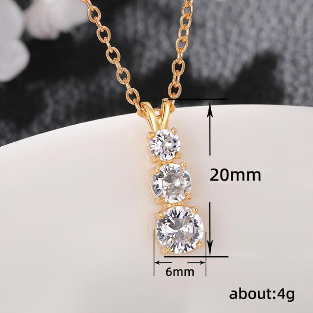 Dainty round cubic zircon copper necklace for women