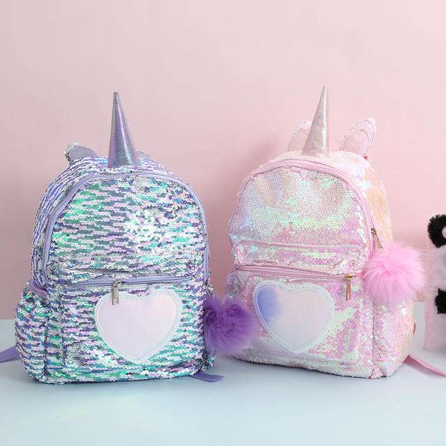 Magic color gilter unicorn design girls backpack