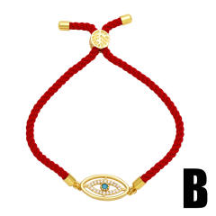 Delicate cubic zircon cross evil eye rope bracelet