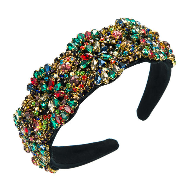 Handmade luxury glass crystal statement wedding baroque headband