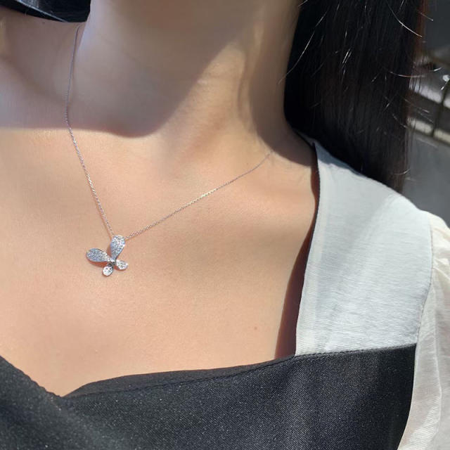 Delicate diamond butterfly dainty necklace
