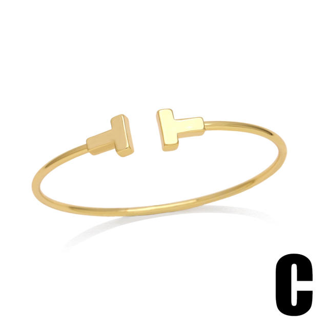 Classic hollow out flower gold plated copper cuff bangle