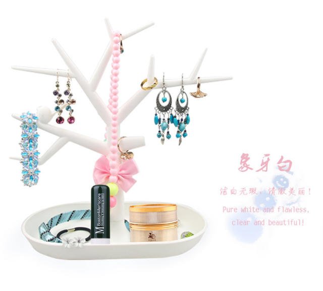Colorful branch design plastic jewelry tray display stand