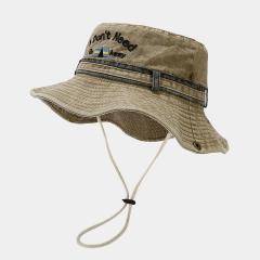 Vintage embroidery letters outdoor fishing hat bucket hat