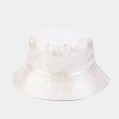 Hiphop PU leather laser color bucket hat