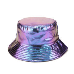 Hiphop PU leather laser color bucket hat