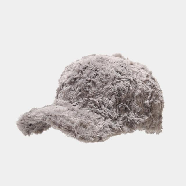 Winter design fluffy warm baseball cap