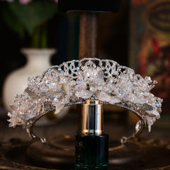 Luxury handmade crystal flower braid wedding prom hair crown