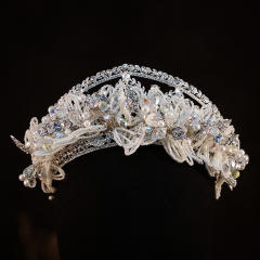 Luxury handmade braid bead flower wedding hair crown