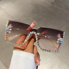 Luxury diamond rimless sunglasses