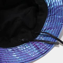 Hiphop PU leather laser color bucket hat
