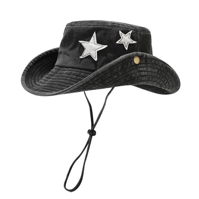 Summer pink color star design outdoor fishing hat bucket hat