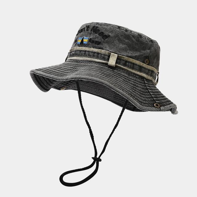 Vintage embroidery letters outdoor fishing hat bucket hat