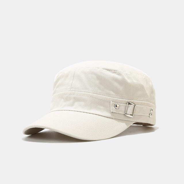 Plain color cotton silver metal buckle baseball cap