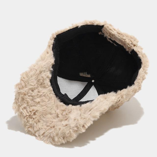 Winter design fluffy warm baseball cap