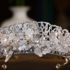 Luxury handmade crystal flower braid wedding prom hair crown