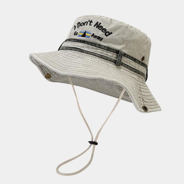 Vintage embroidery letters outdoor fishing hat bucket hat