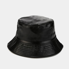 Hiphop PU leather laser color bucket hat