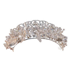 Luxury handmade crystal flower braid wedding prom hair crown