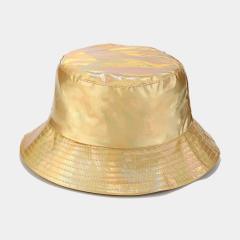 Hiphop PU leather laser color bucket hat