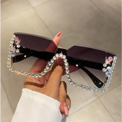 Luxury diamond rimless sunglasses