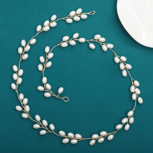 Summer easy match pearl bead wedding hair vines