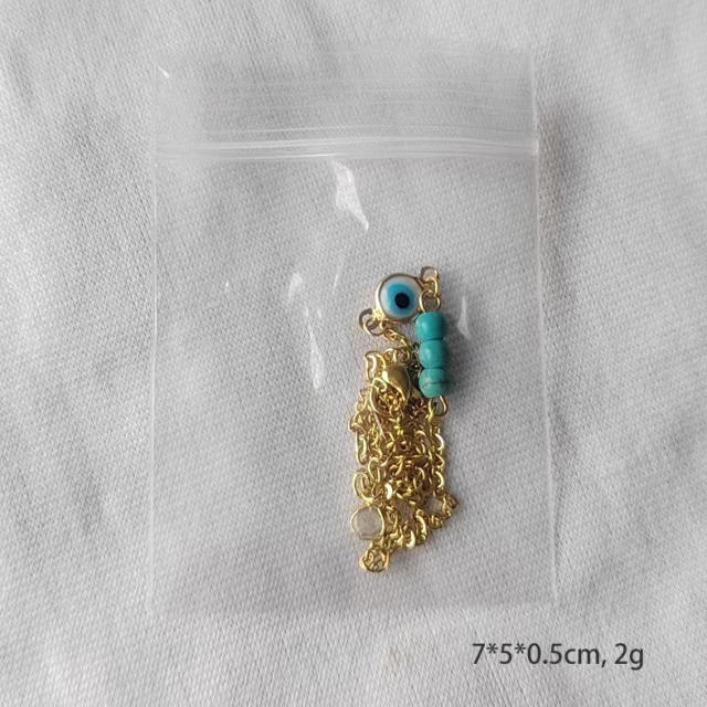 18K turquoise bead evil eye stainless steel bracelet