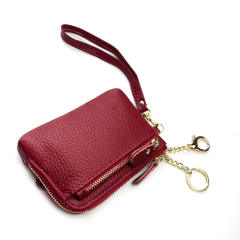 Plain color Genuine Leather mini wallet purse
