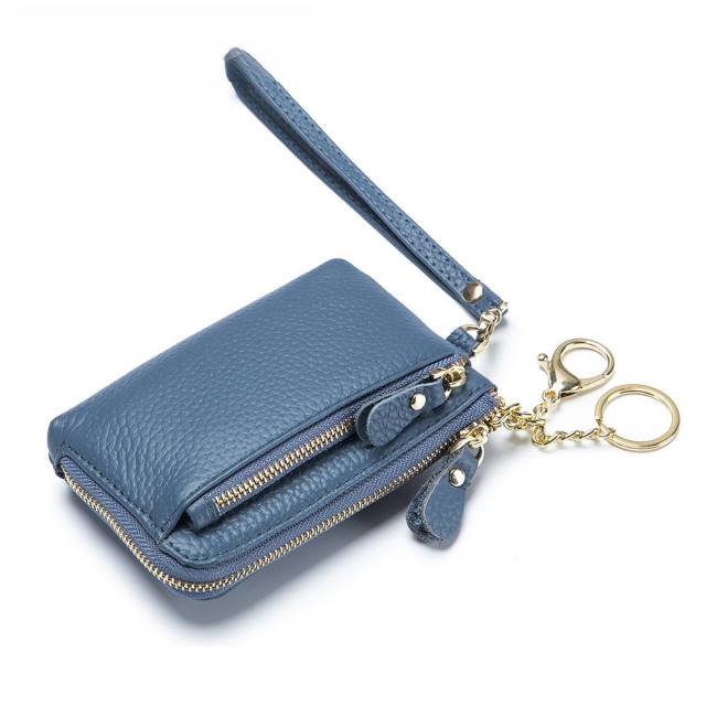 Plain color Genuine Leather mini wallet purse